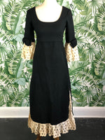 Don Luis de Espana Beautiful Black Cotton Maxi Dress with Eyelet Lace Size 4