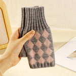 Checkered fingerless knit gloves - fun!