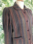 1980s Paul Costelloe Purple Wool Striped Jacket Size 40 / 10