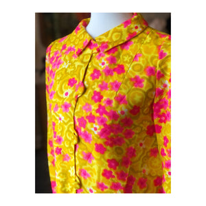Handmade 1970s Lightweight Cotton Vibrant Floral Jacket Size M