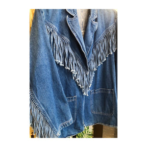 Early 1980s Denim Fringe Jacket - 100% cotton - Size M