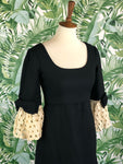 Don Luis de Espana Beautiful Black Cotton Maxi Dress with Eyelet Lace Size 4